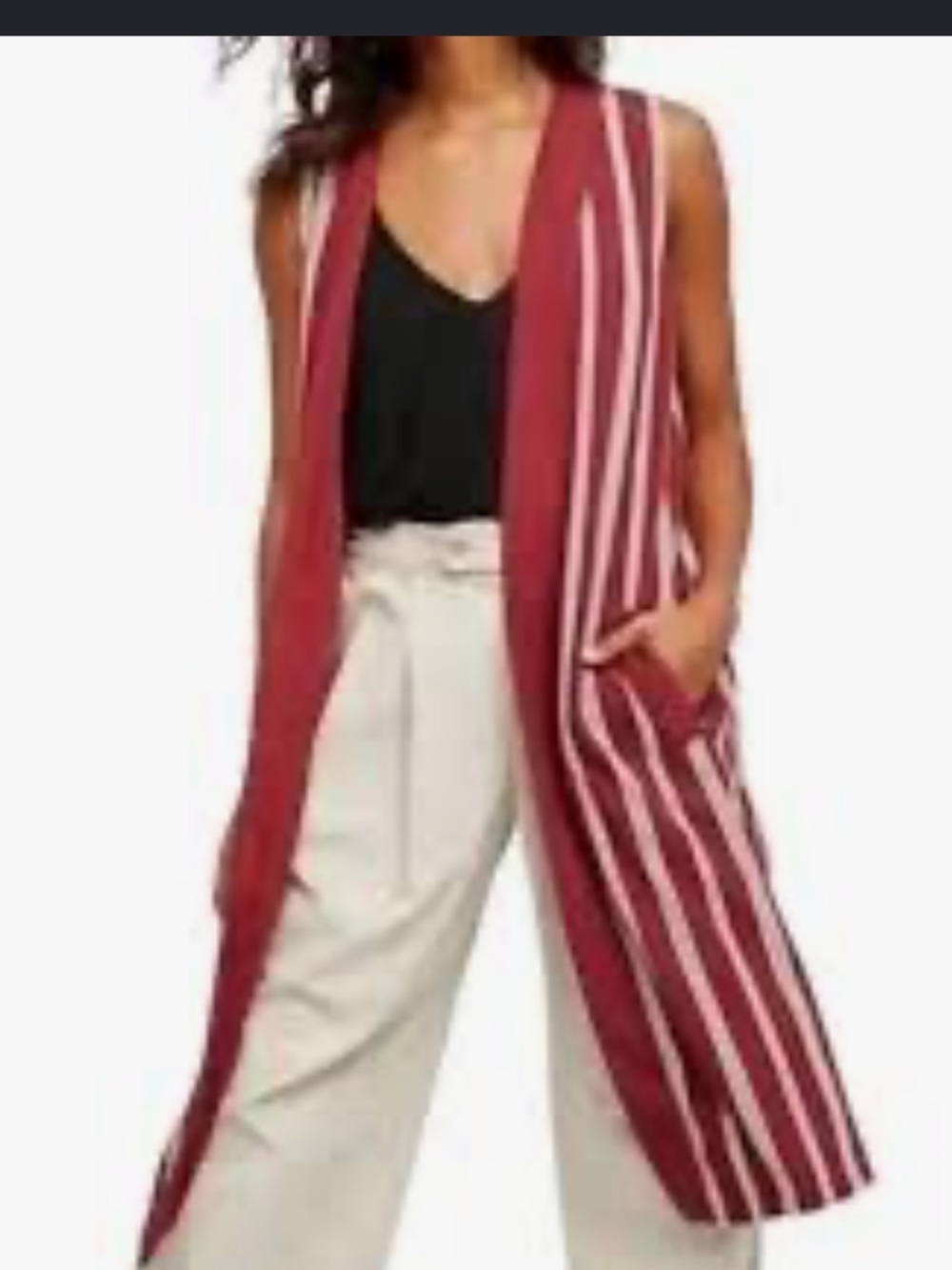 Free People Open Long Boho Style Striped Festival Vest One Size EUC!